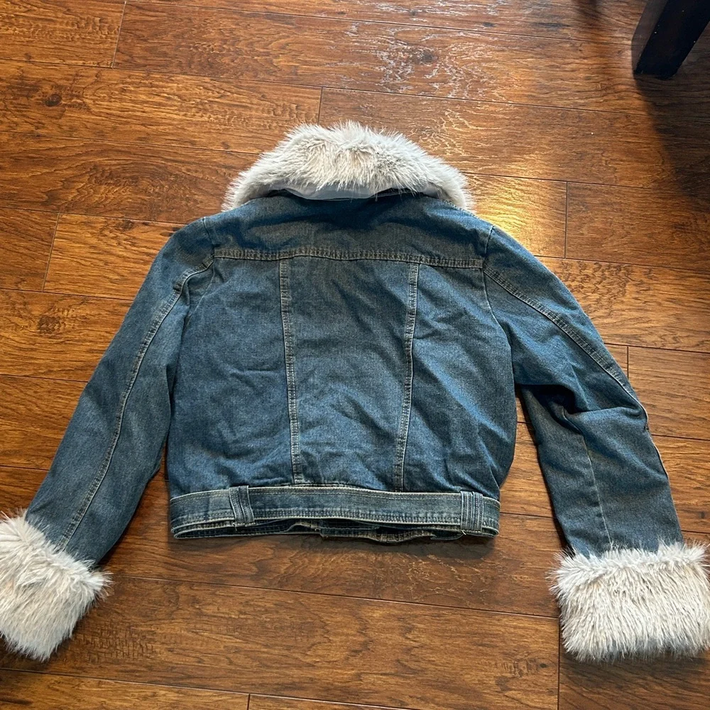 Women's Faux Collar Denim Jacket Penny lane style   size XL - Picture 12 of 12